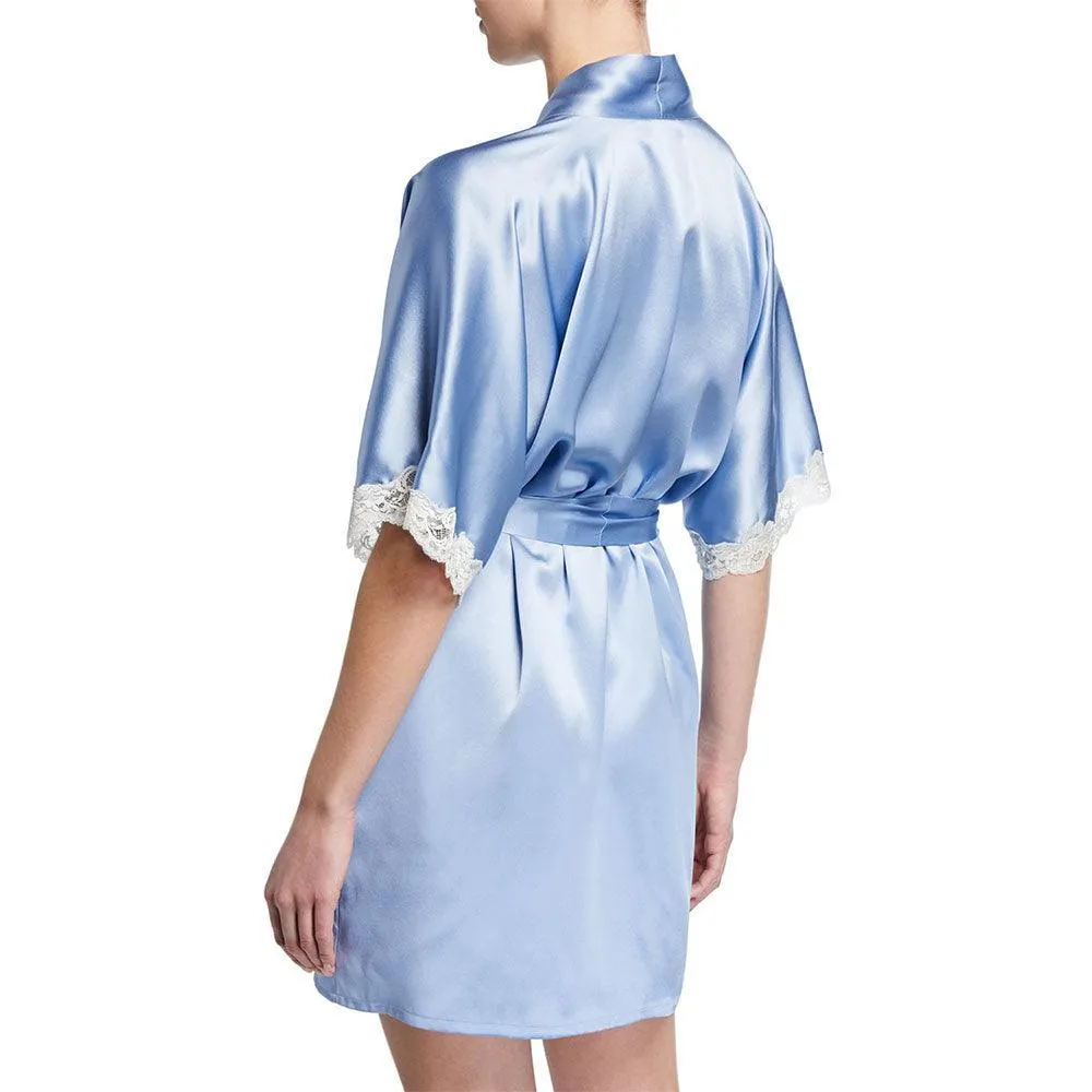 Mid Length Silk Robe Sleeves Soft Nightwear  for Women