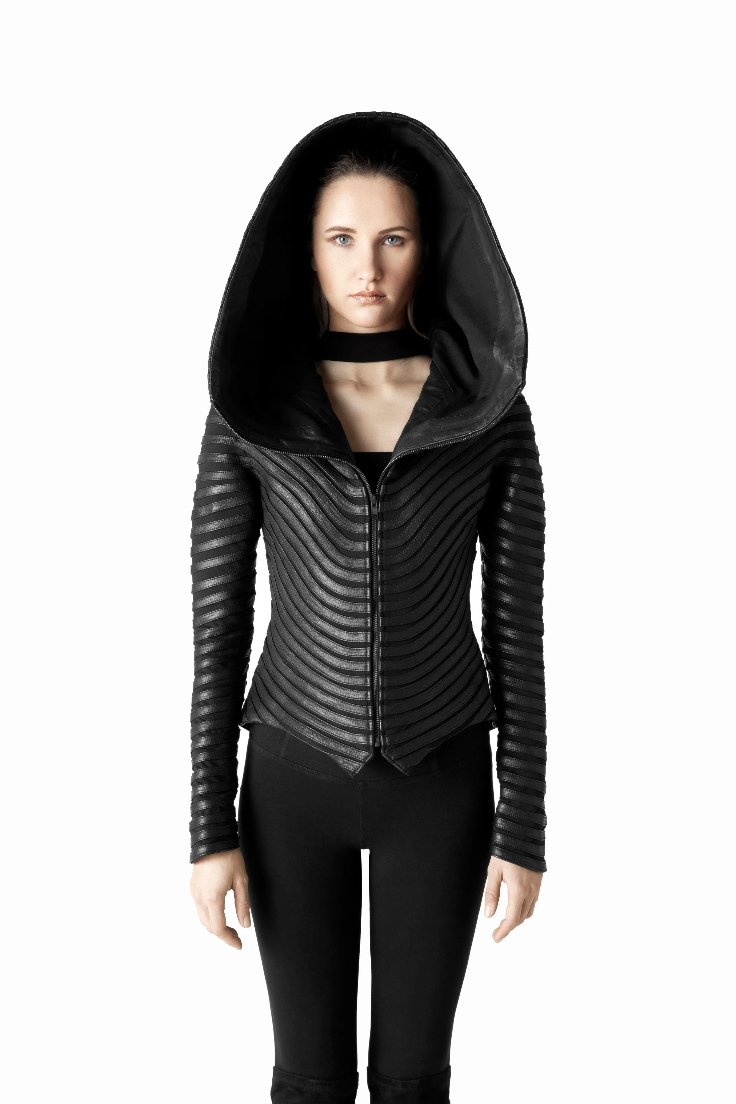 Obsidian Hooded Leather Jacket