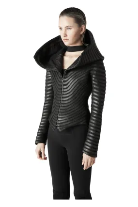 Obsidian Hooded Leather Jacket