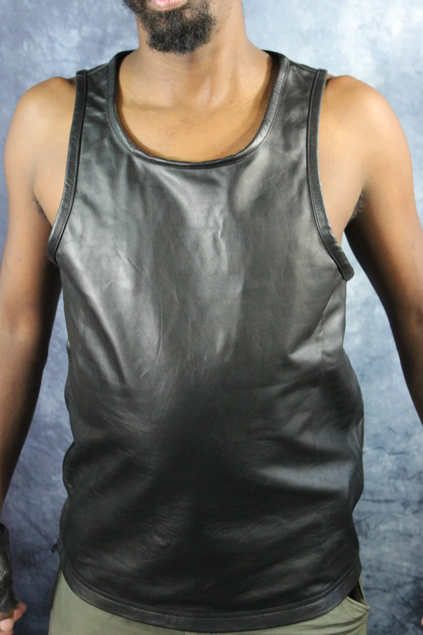 OnF Leather Tank Tops in Black