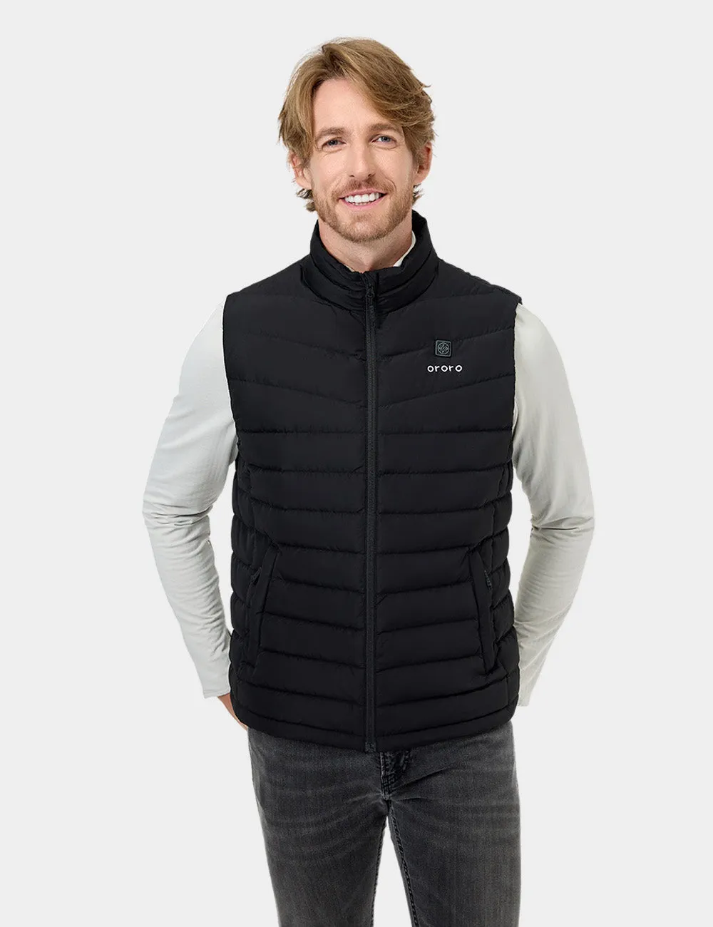 (Open-box) Men's Heated Lightweight Down Vest - Black (Battery Set Not Included)