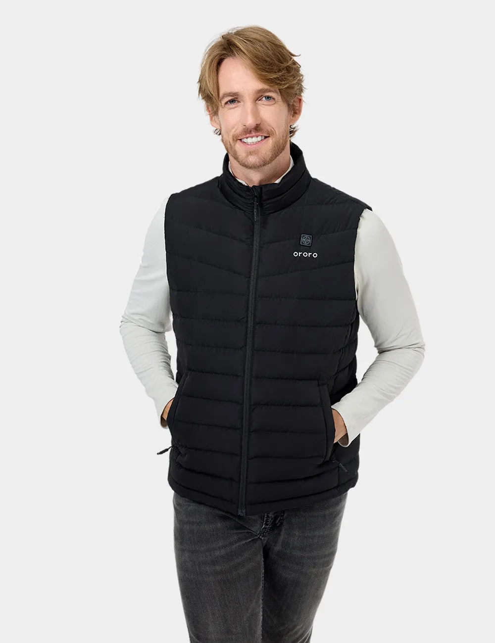 (Open-box) Men's Heated Lightweight Down Vest - Black (Battery Set Not Included)