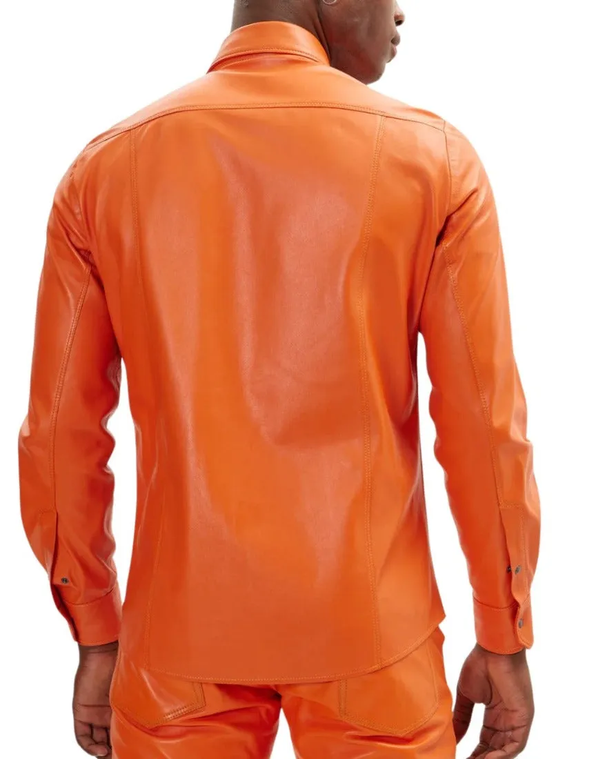 Orange Leather Shirt