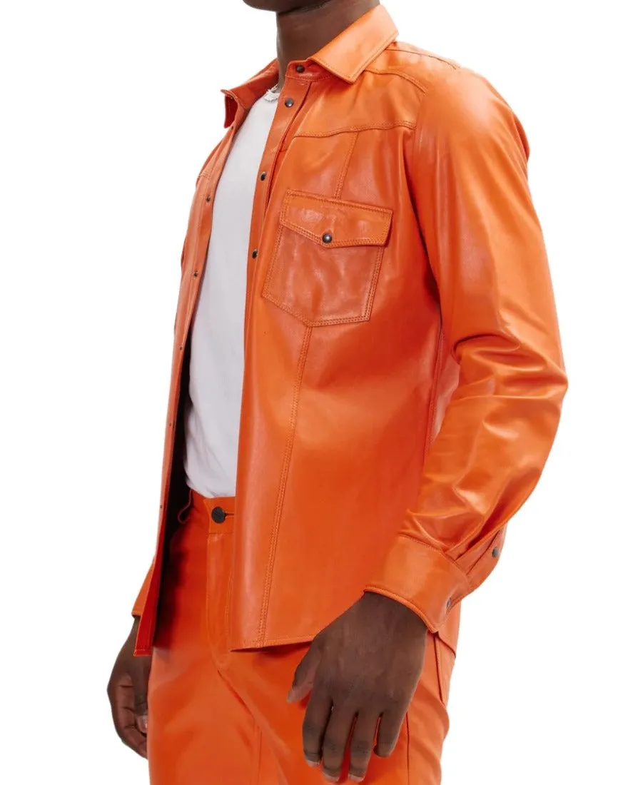 Orange Leather Shirt