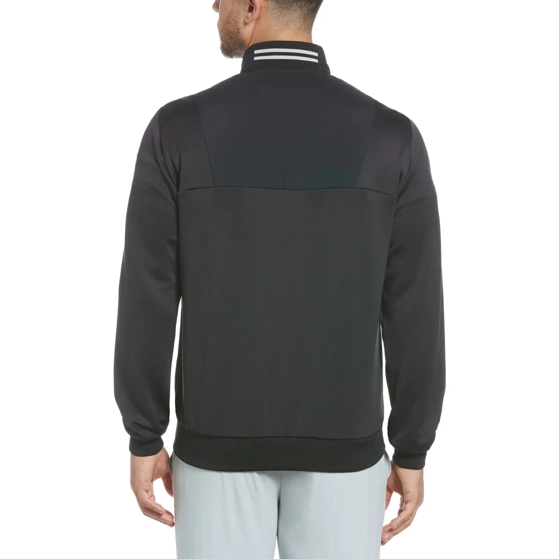 Original Penguin Mens Insulated Mixed Media Full Zip Golf Jacket - CAVIAR