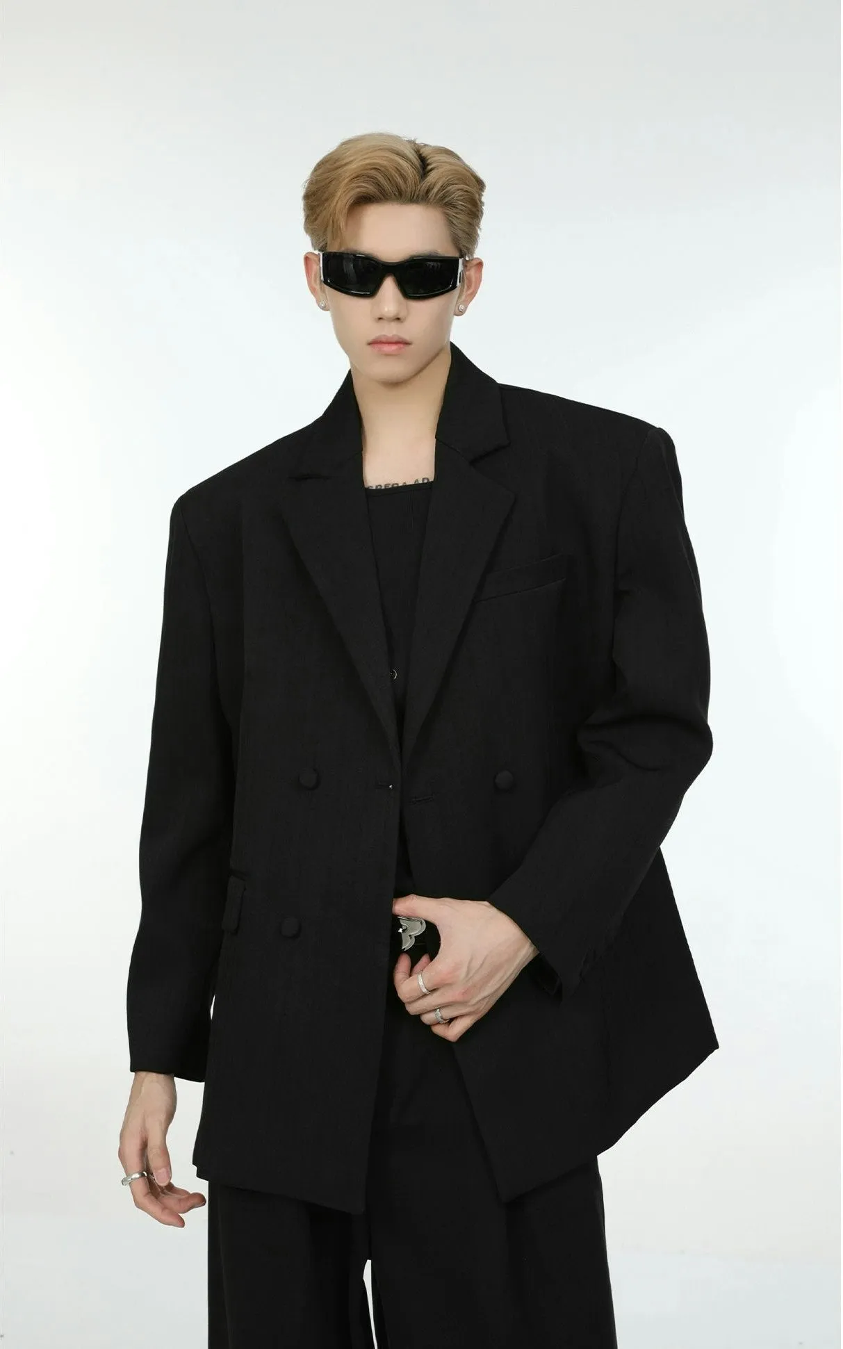 Oversized Double-Breasted Tailored Blazer Jacket