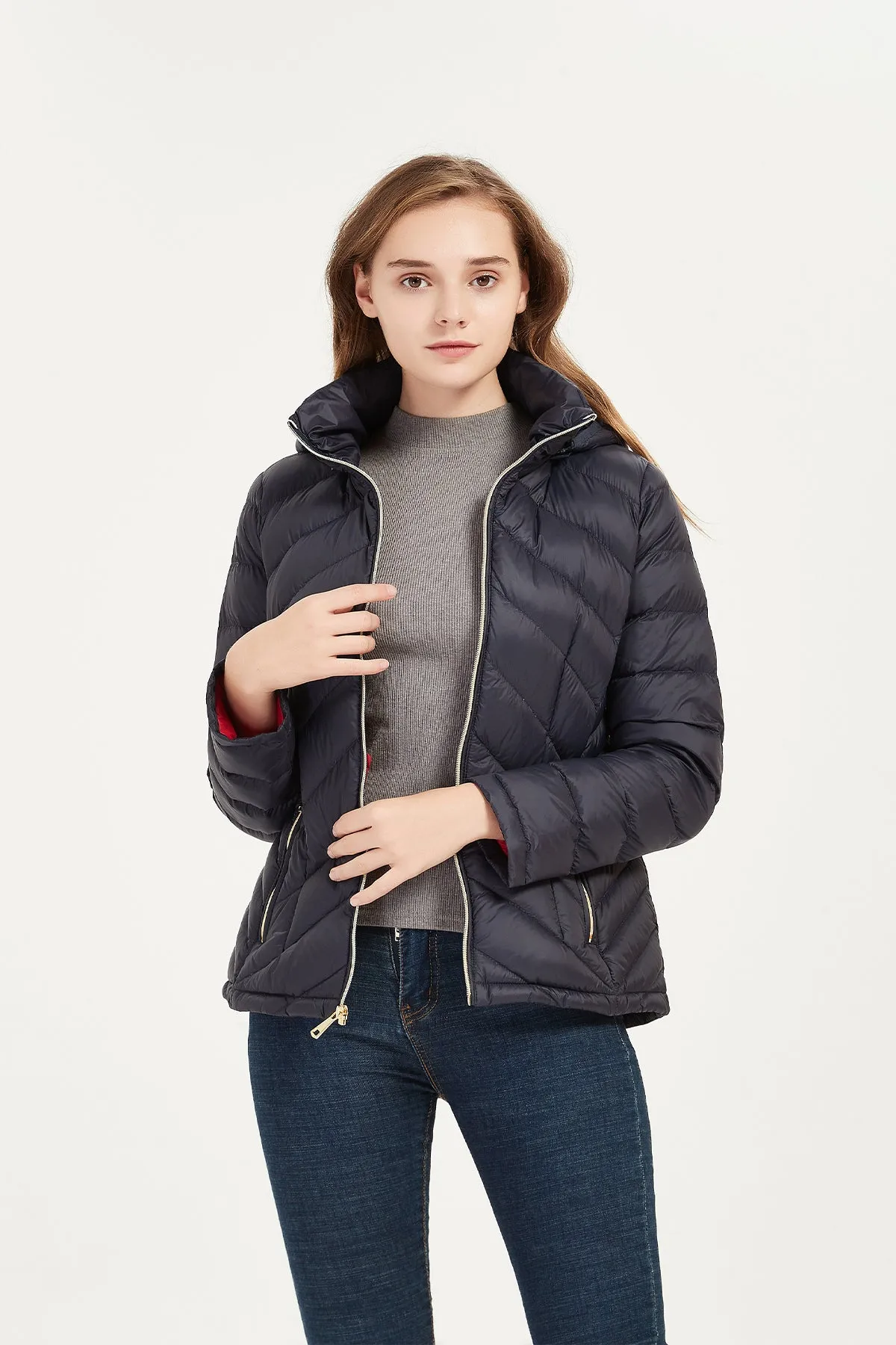 Packable Lightweight Winter Puffer Jacket with hood