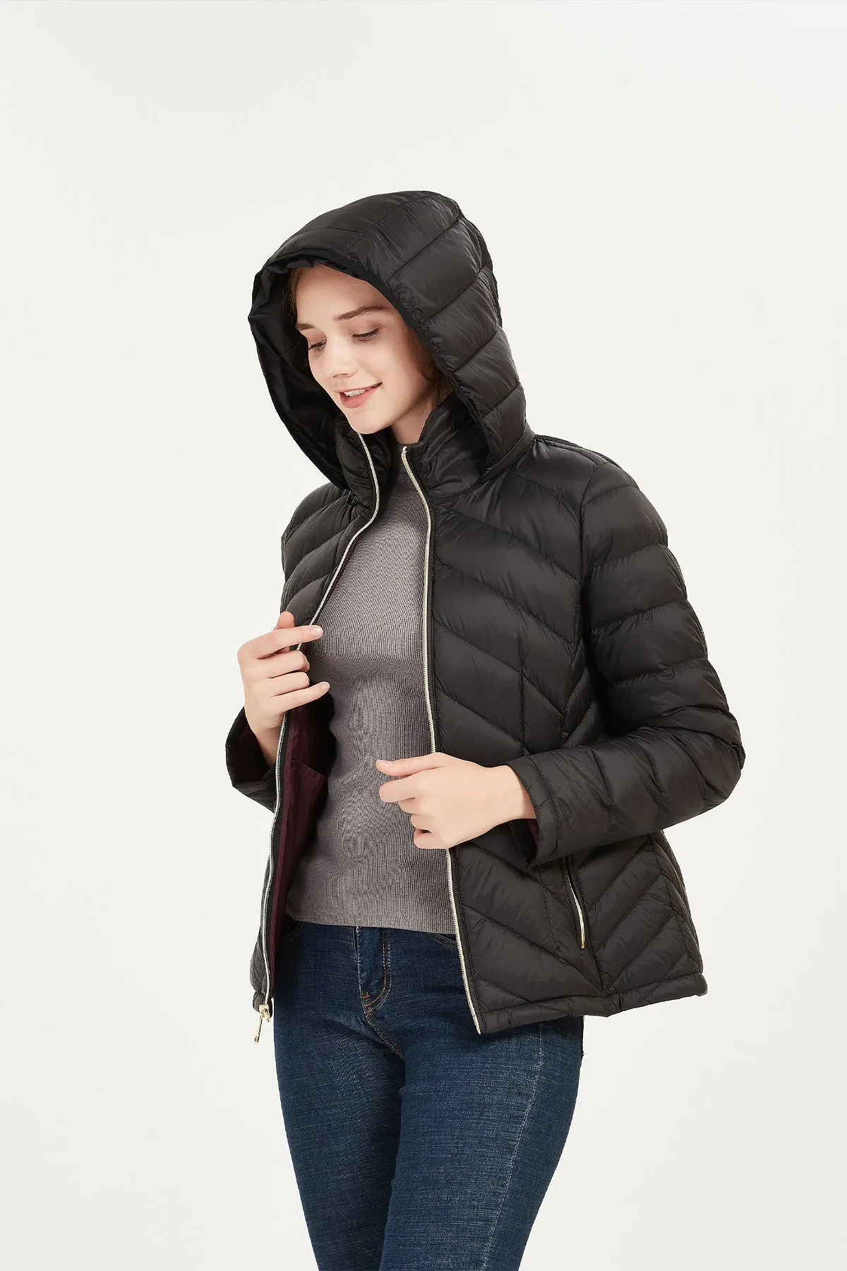 Packable Lightweight Winter Puffer Jacket with hood