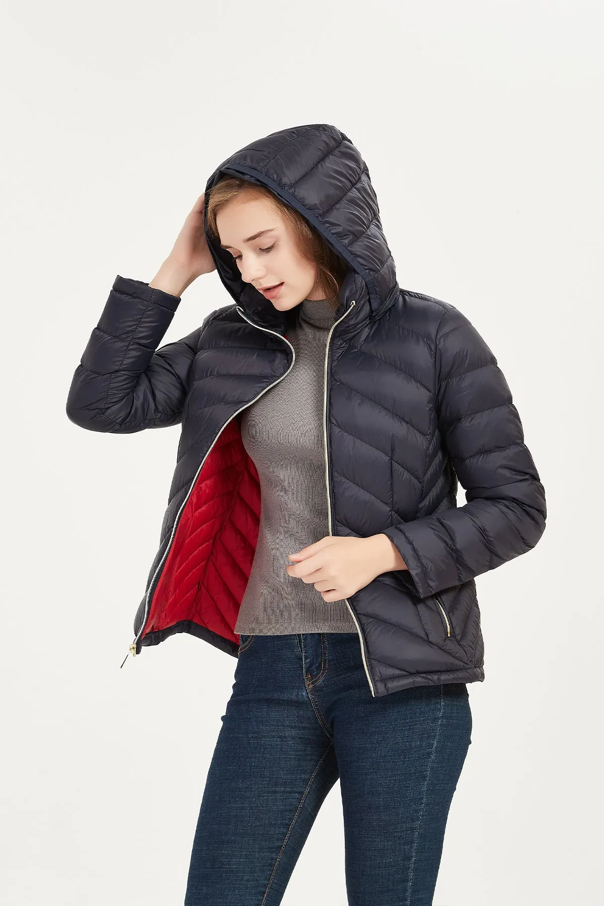 Packable Lightweight Winter Puffer Jacket with hood