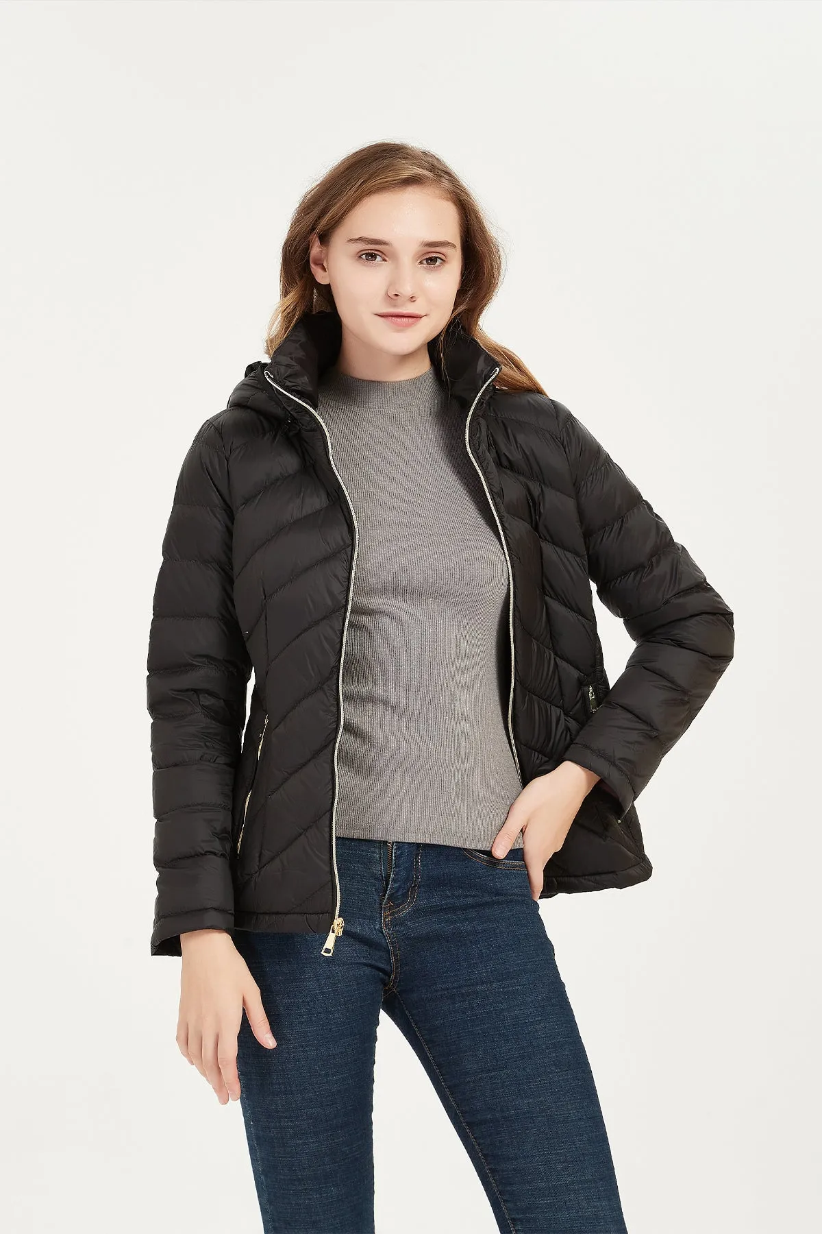 Packable Lightweight Winter Puffer Jacket with hood