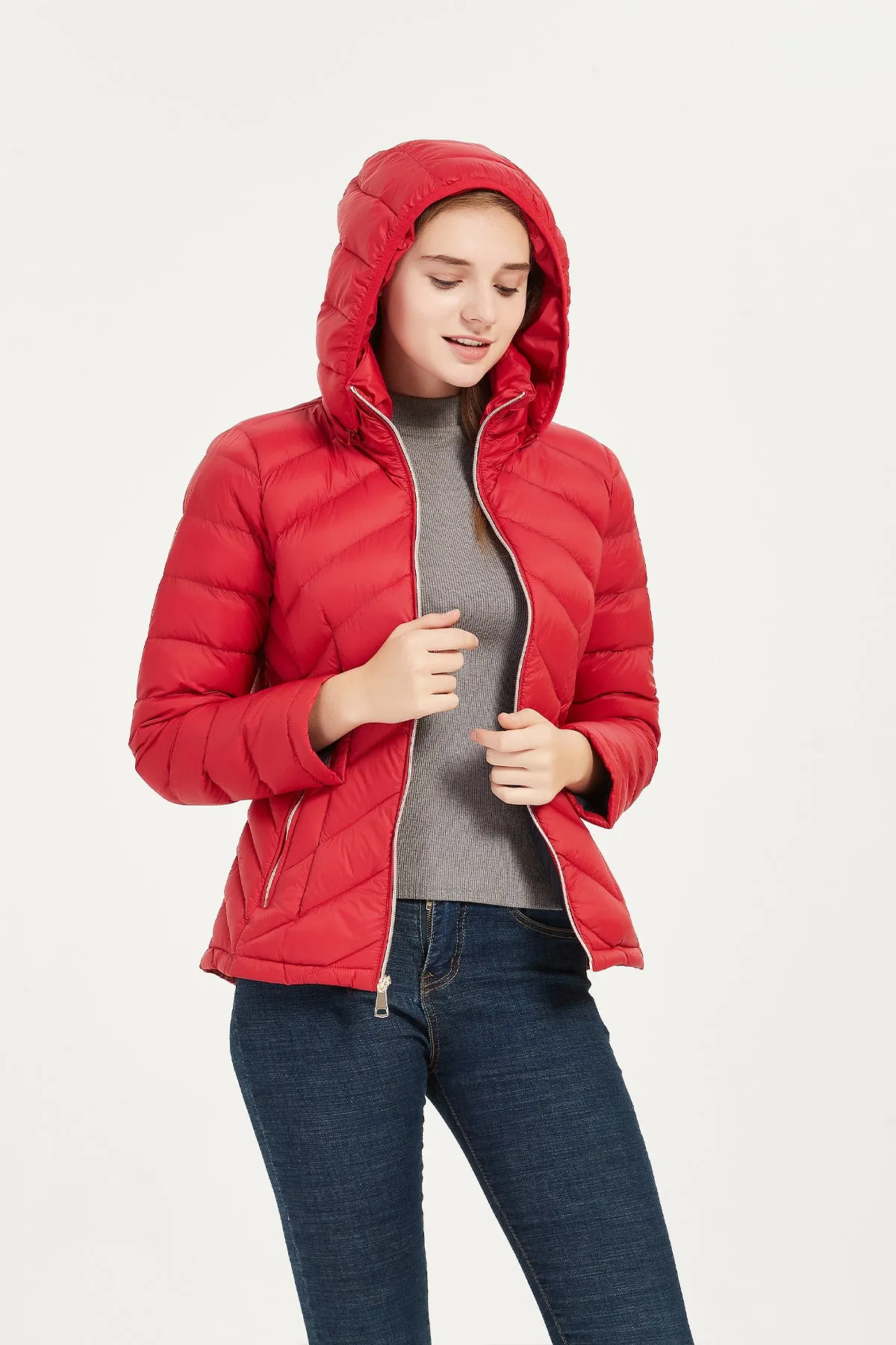 Packable Lightweight Winter Puffer Jacket with hood