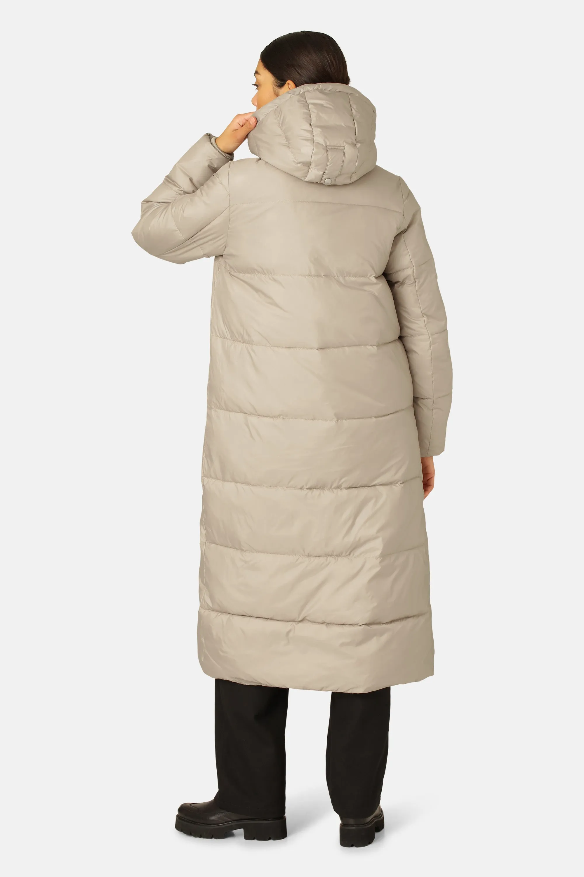 Padded Long Coat - Cobblestone