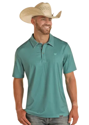 Panhandle Slim® Men's Turquoise Ditzy Dot Short Sleeve Polo Shirt