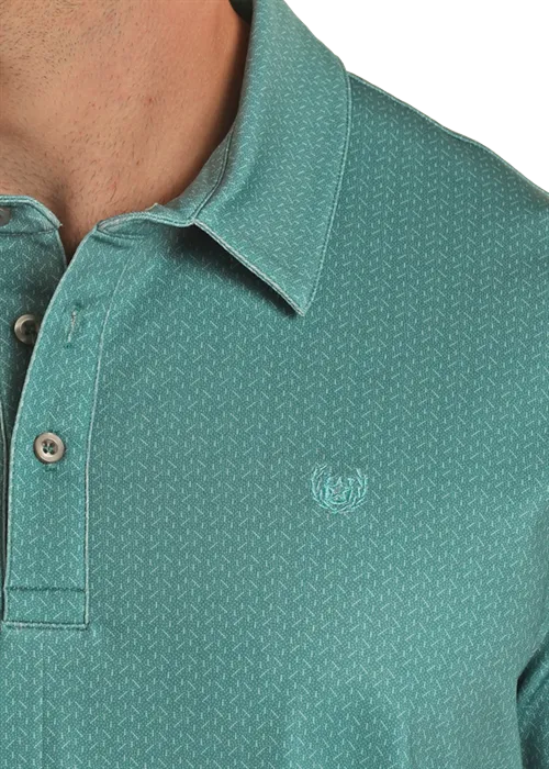 Panhandle Slim® Men's Turquoise Ditzy Dot Short Sleeve Polo Shirt