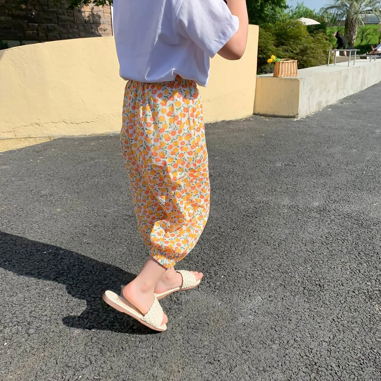 Patterned Cotton Loose Trousers