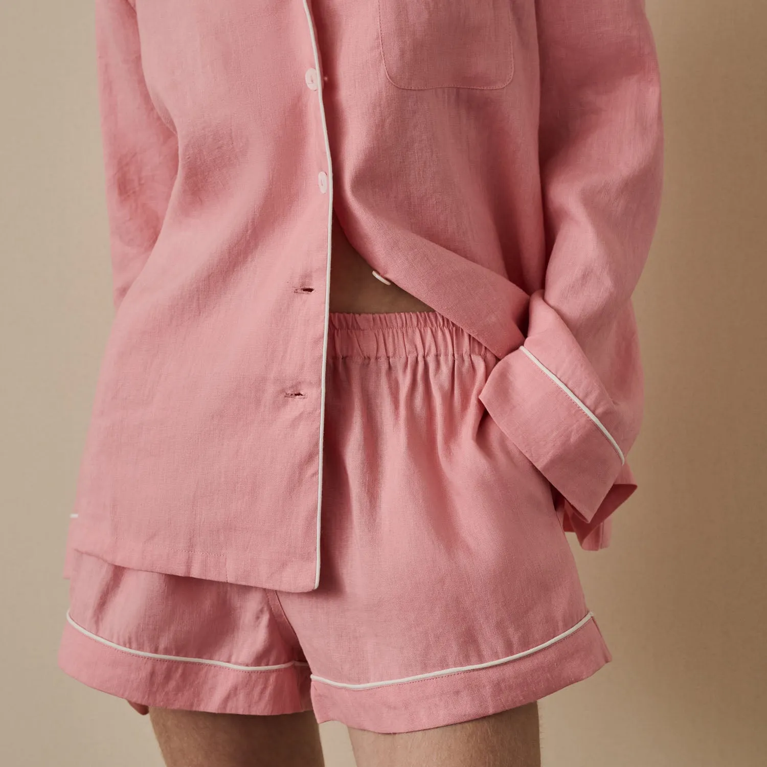 Pink Bloom Linen Pyjama Shorts