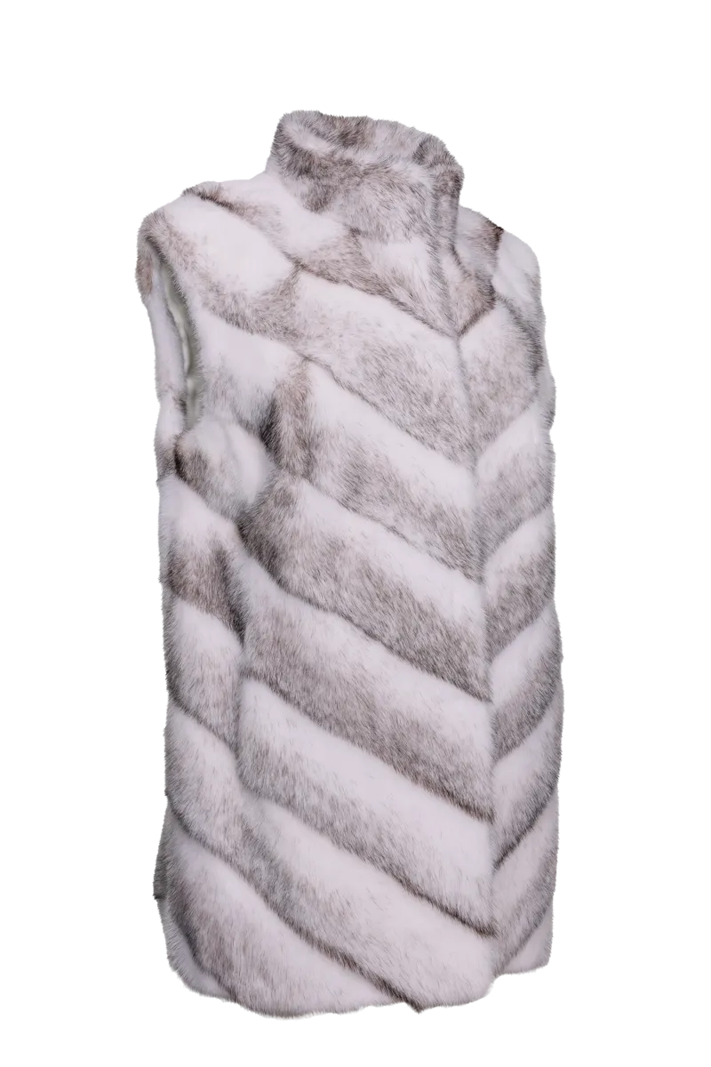 Plus Size V-Cut Hem Mink Fur Vest