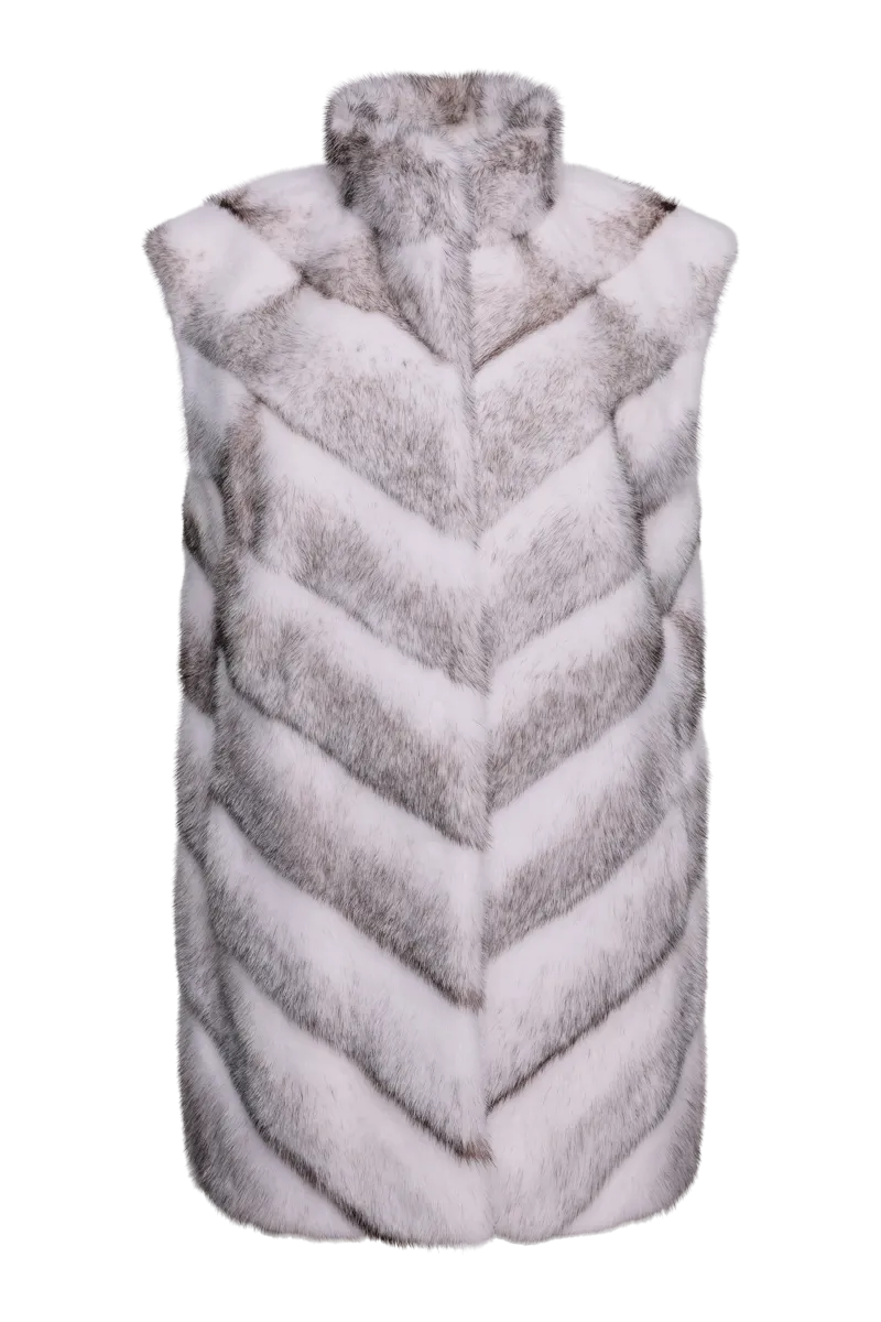 Plus Size V-Cut Hem Mink Fur Vest