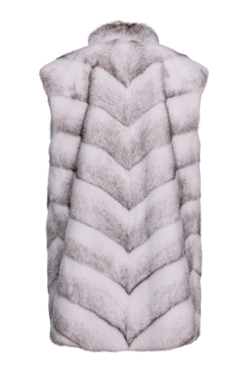 Plus Size V-Cut Hem Mink Fur Vest