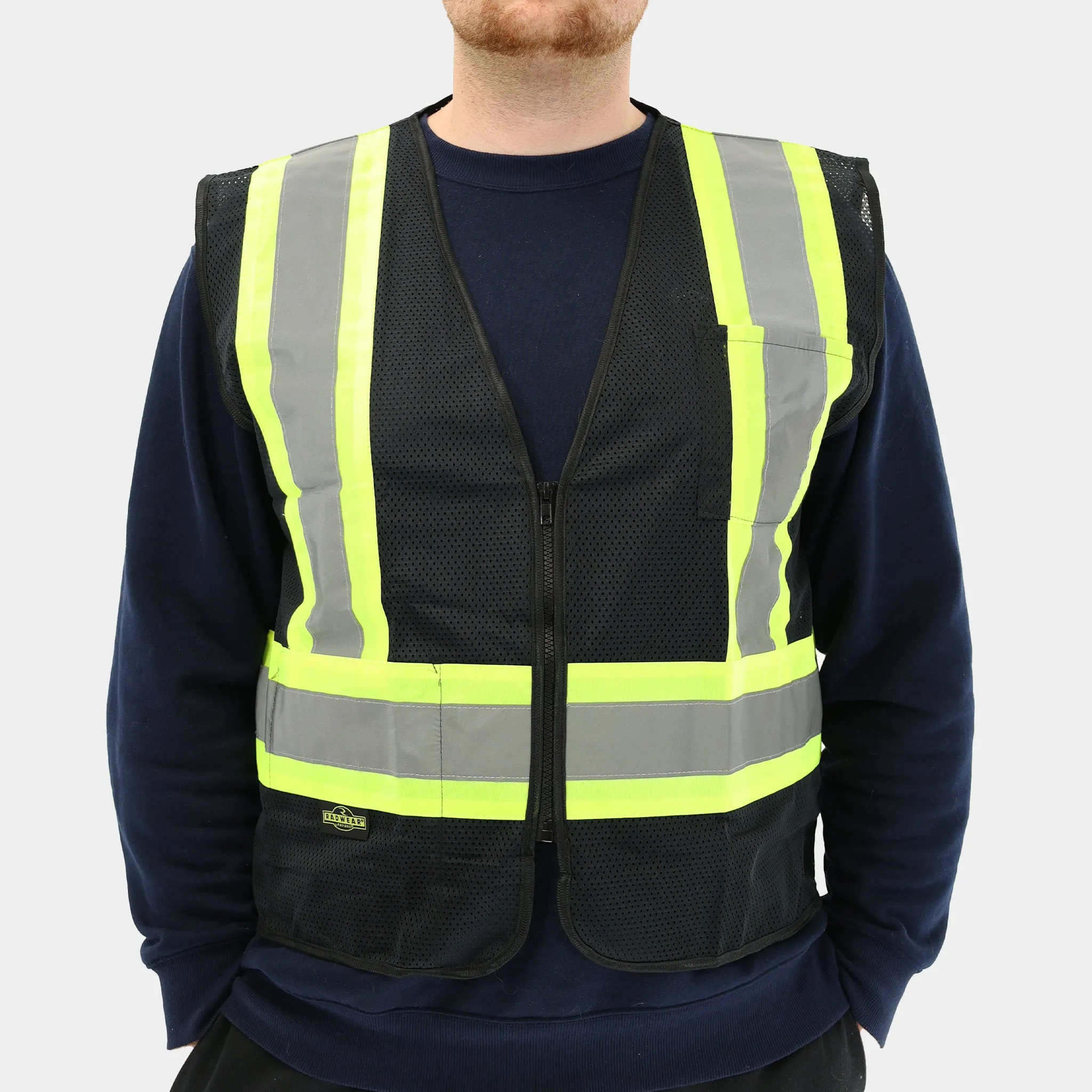 Premium Black Safety Vest With Zipper (1/ea)