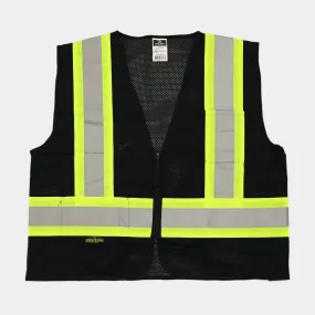 Premium Black Safety Vest With Zipper (1/ea)