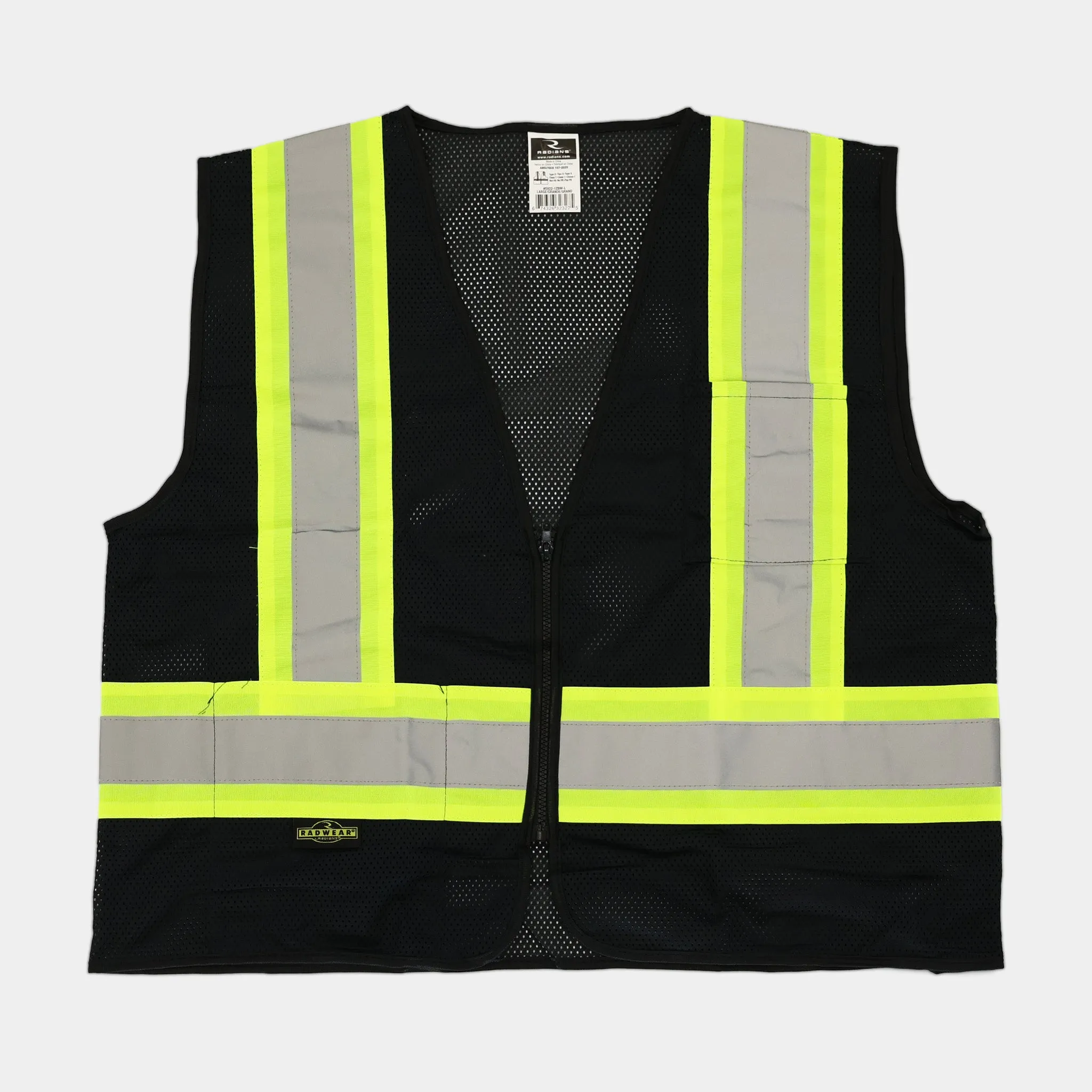 Premium Black Safety Vest With Zipper (1/ea)