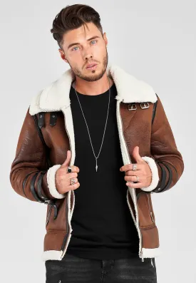 PU Jacke mit Teddyfell QQ-568 Braun