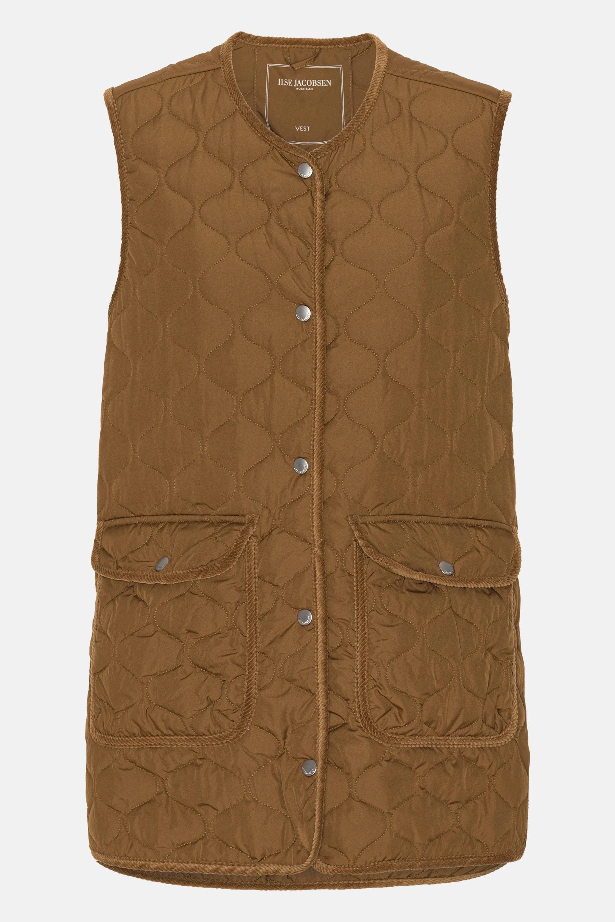 Quilt Long Vest - Walnut