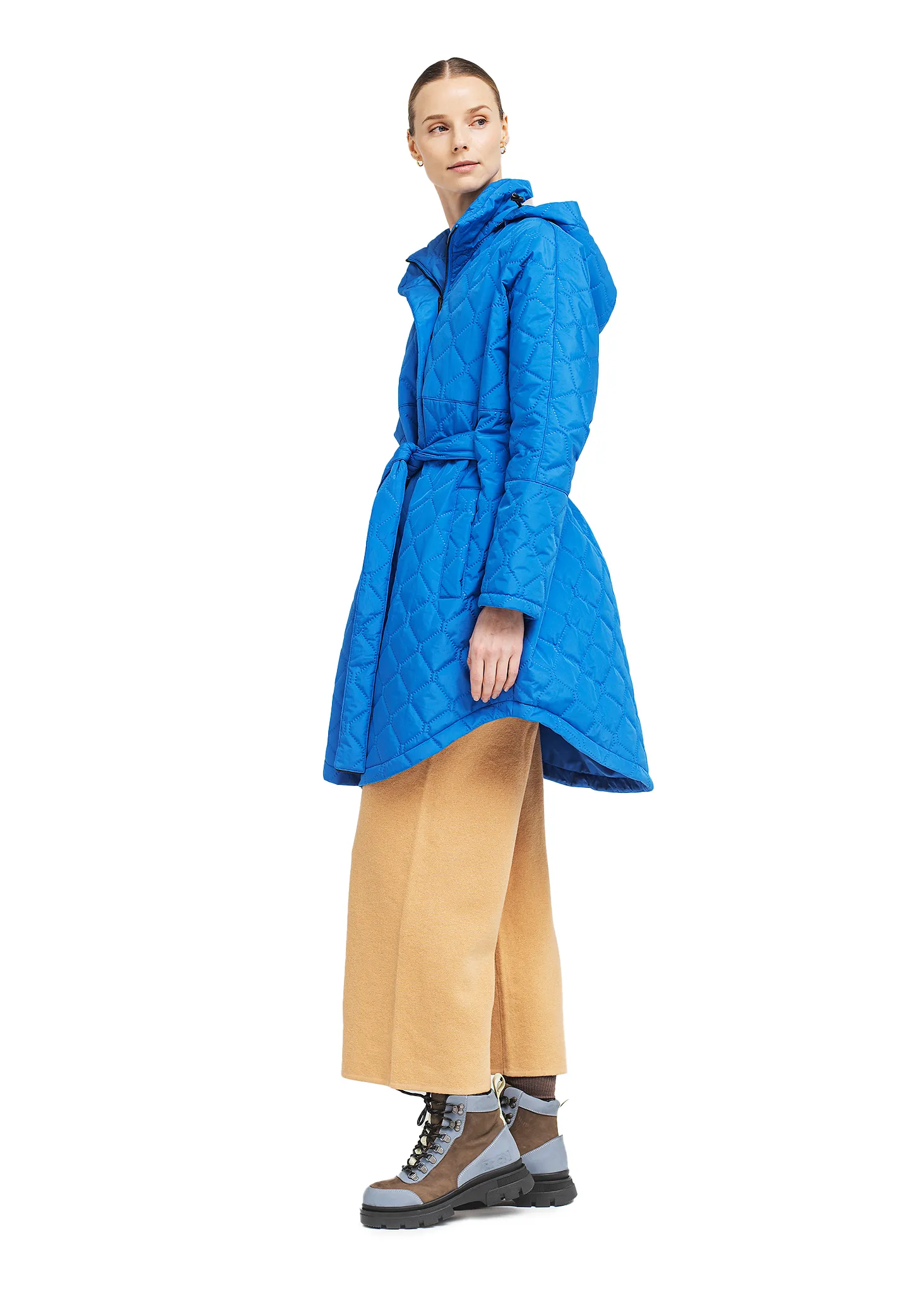 Quilted Bris Poncho - Palace Blue