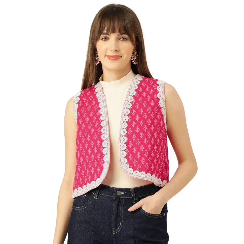 Quilted Cotton Vest | Brilliant Pink