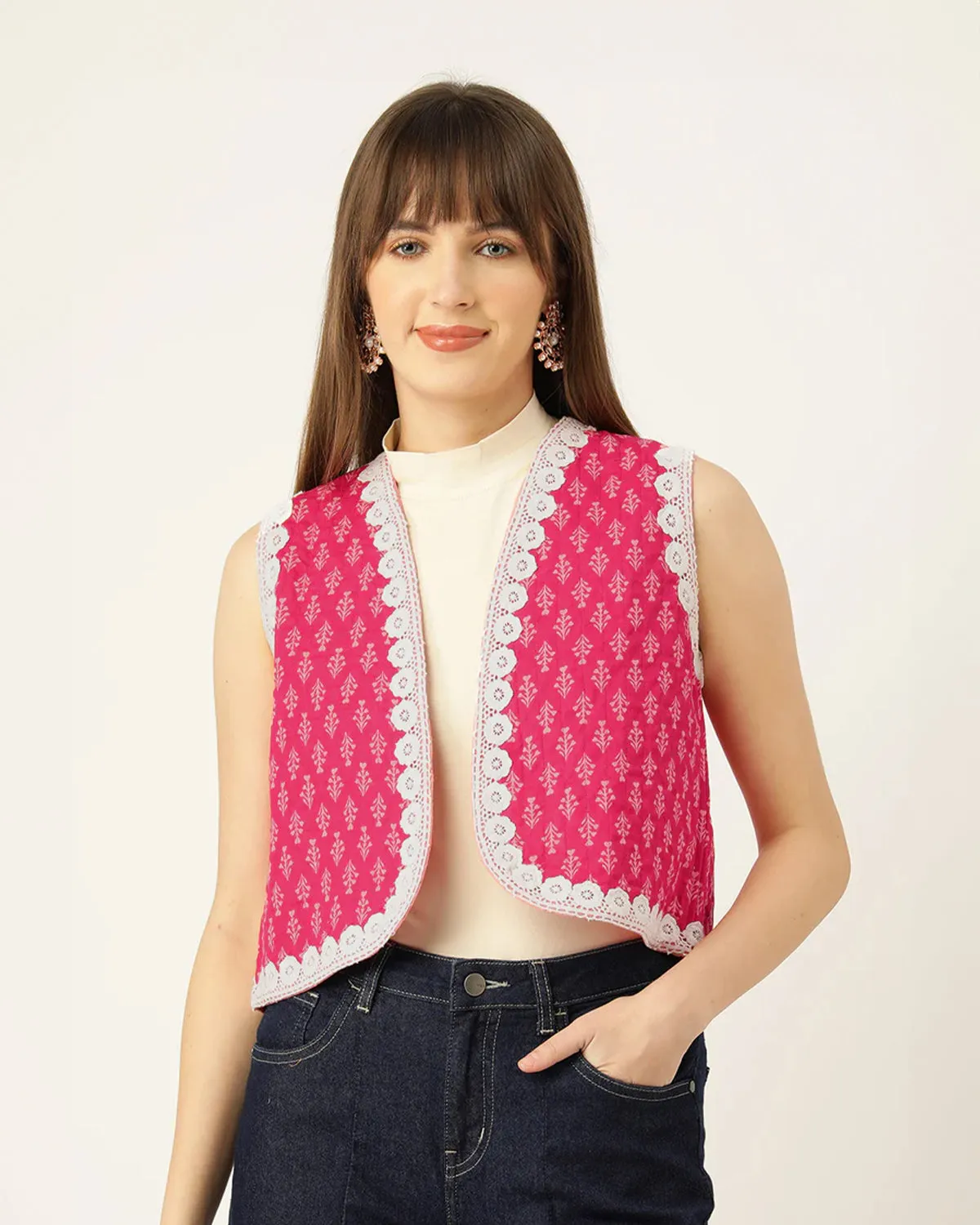 Quilted Cotton Vest | Brilliant Pink