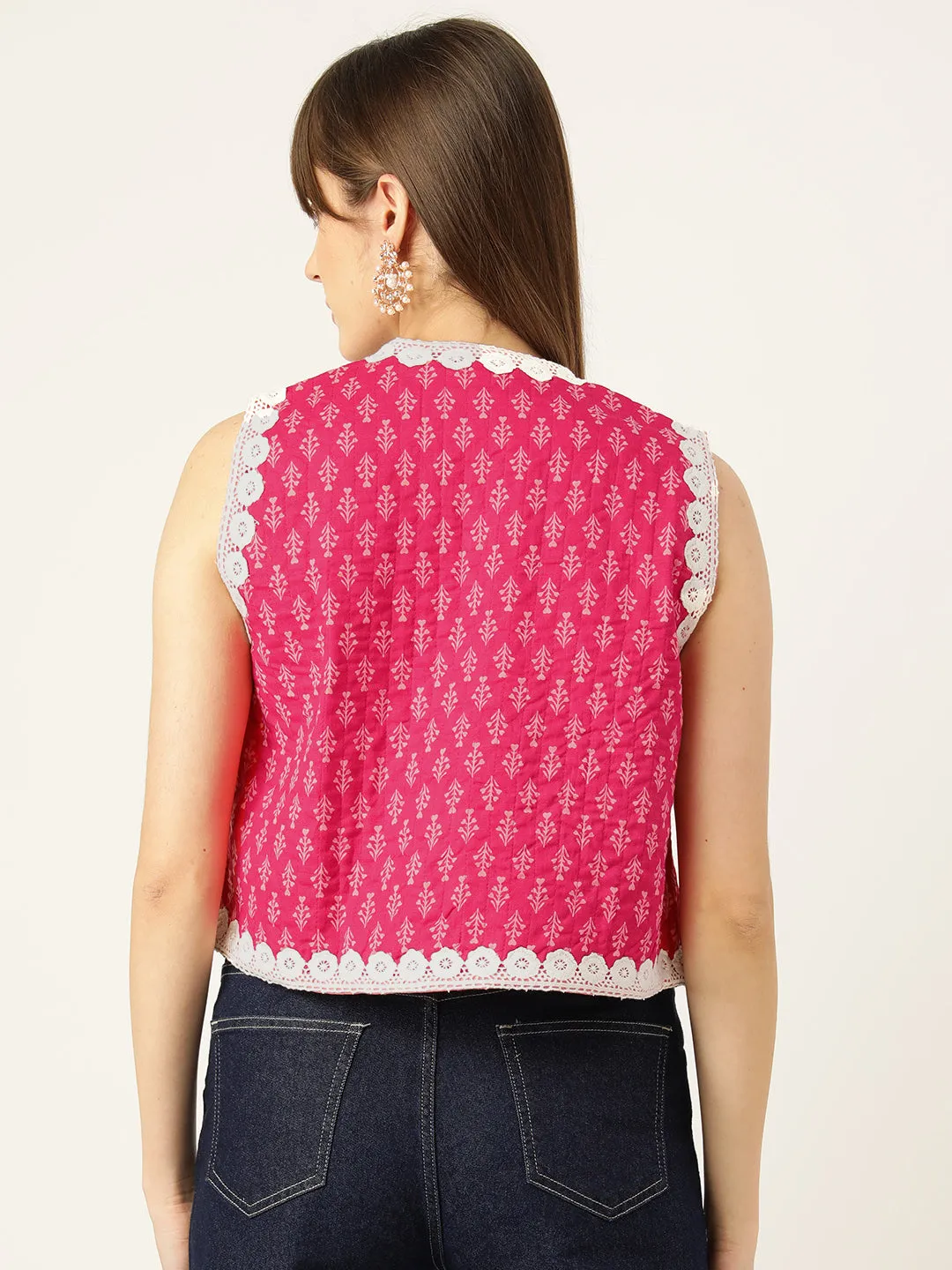 Quilted Cotton Vest | Brilliant Pink