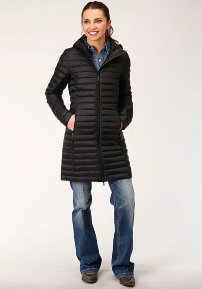 Roper® Women's Black Thigh Length Quilted Parachute Jacket