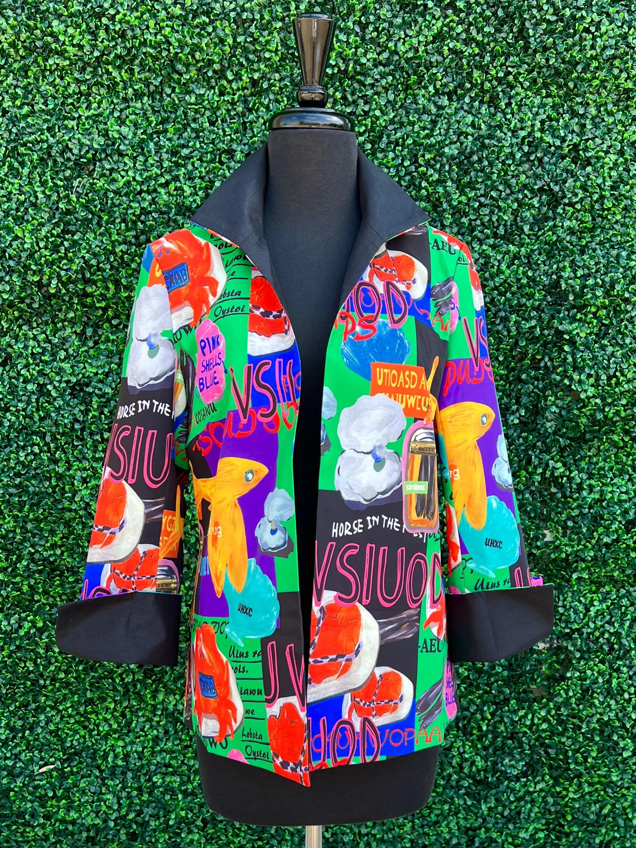 Seafood Print Reversible Blazer