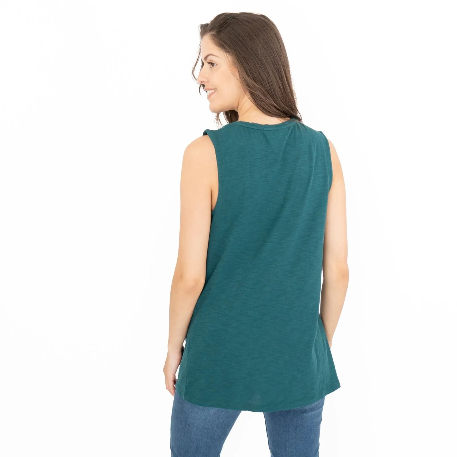 Seasalt Bright Beach Green Keyhole Summer Vest Sleeveless Tops