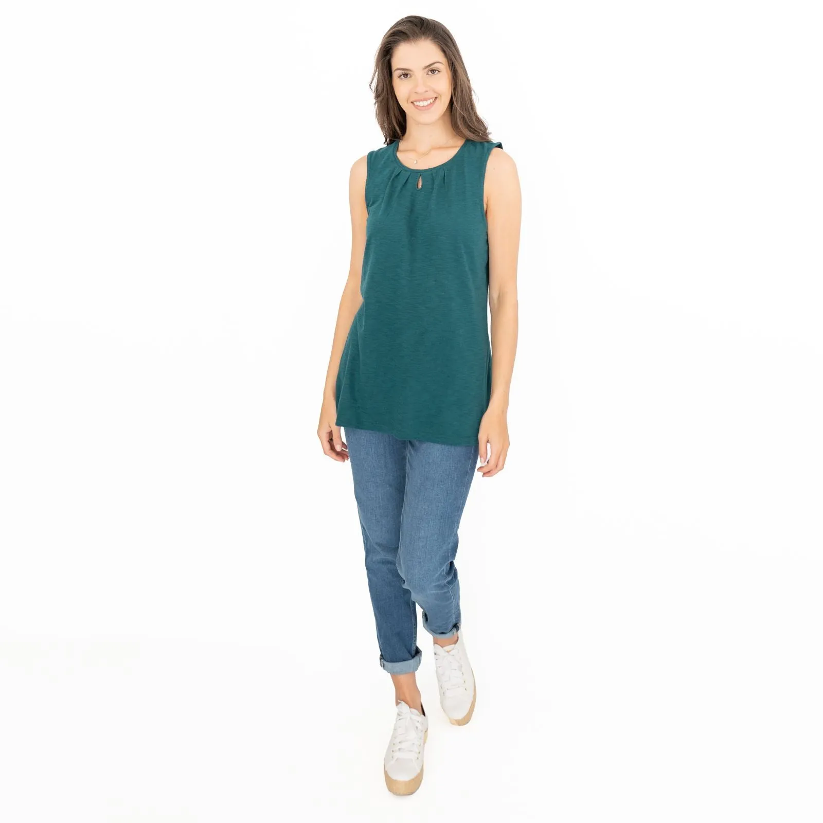 Seasalt Bright Beach Green Keyhole Summer Vest Sleeveless Tops