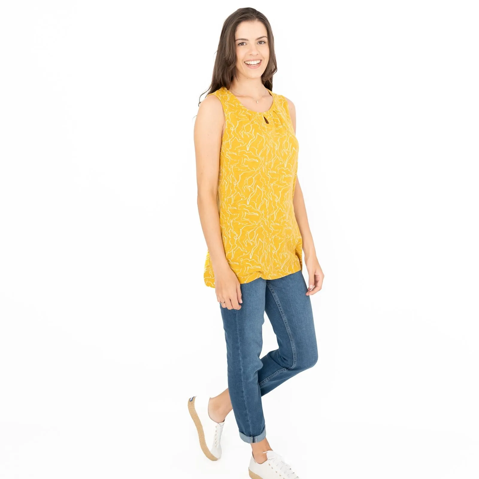 Seasalt Bright Beach Yellow Summer Vests Sleeveless Cotton Tops