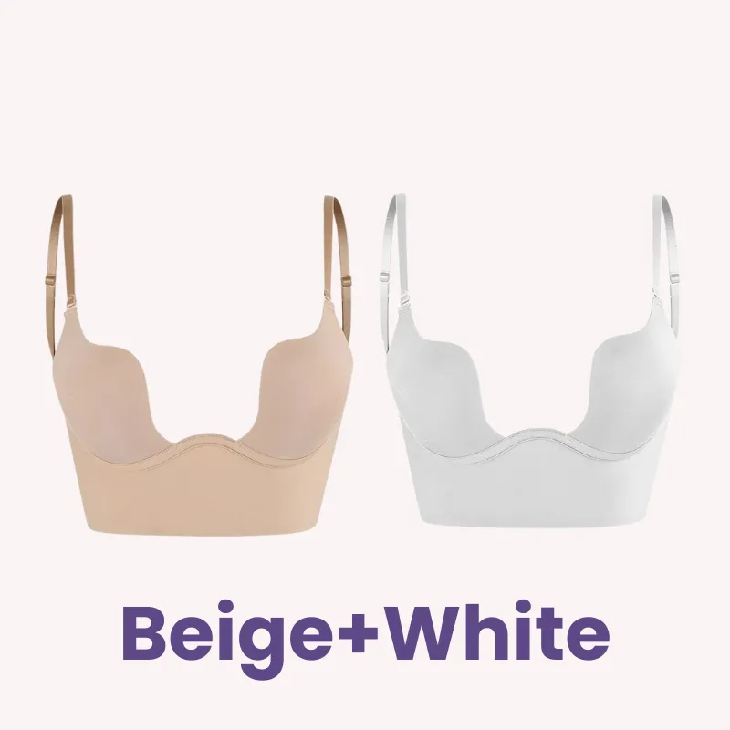 SheCurve® Low Back Secret Plunge Bra - Black Beige White (3 Pack)