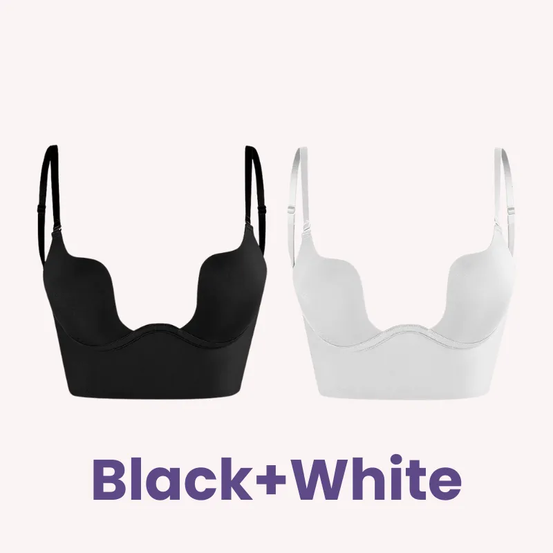 SheCurve® Low Back Secret Plunge Bra - Black White (2 Pack)