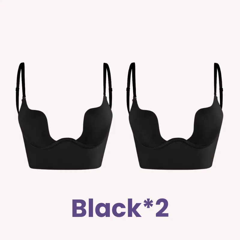 SheCurve® Plunging Low-Back Bra - Black (2 Pack)