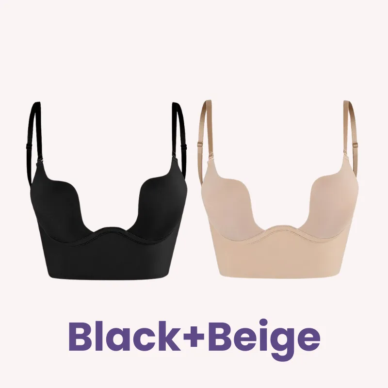 SheCurve® Plunging Low-Back Bra - Black (2 Pack)