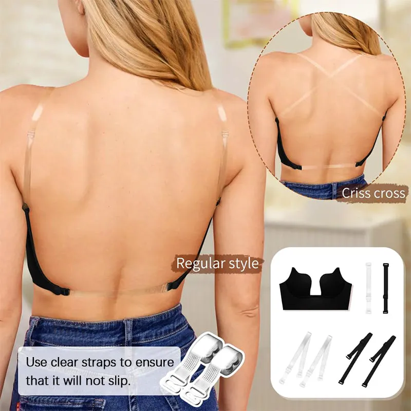 SheCurve® Plunging Low-Back Bra - Black White (2 Pack)