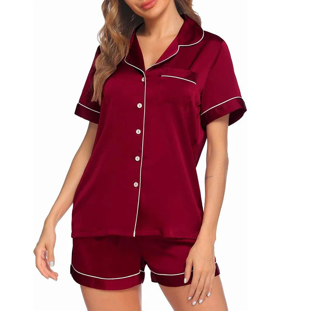 Short Silk Pajamas For Women's 100% Silk Short Two-piece Pajamas Set