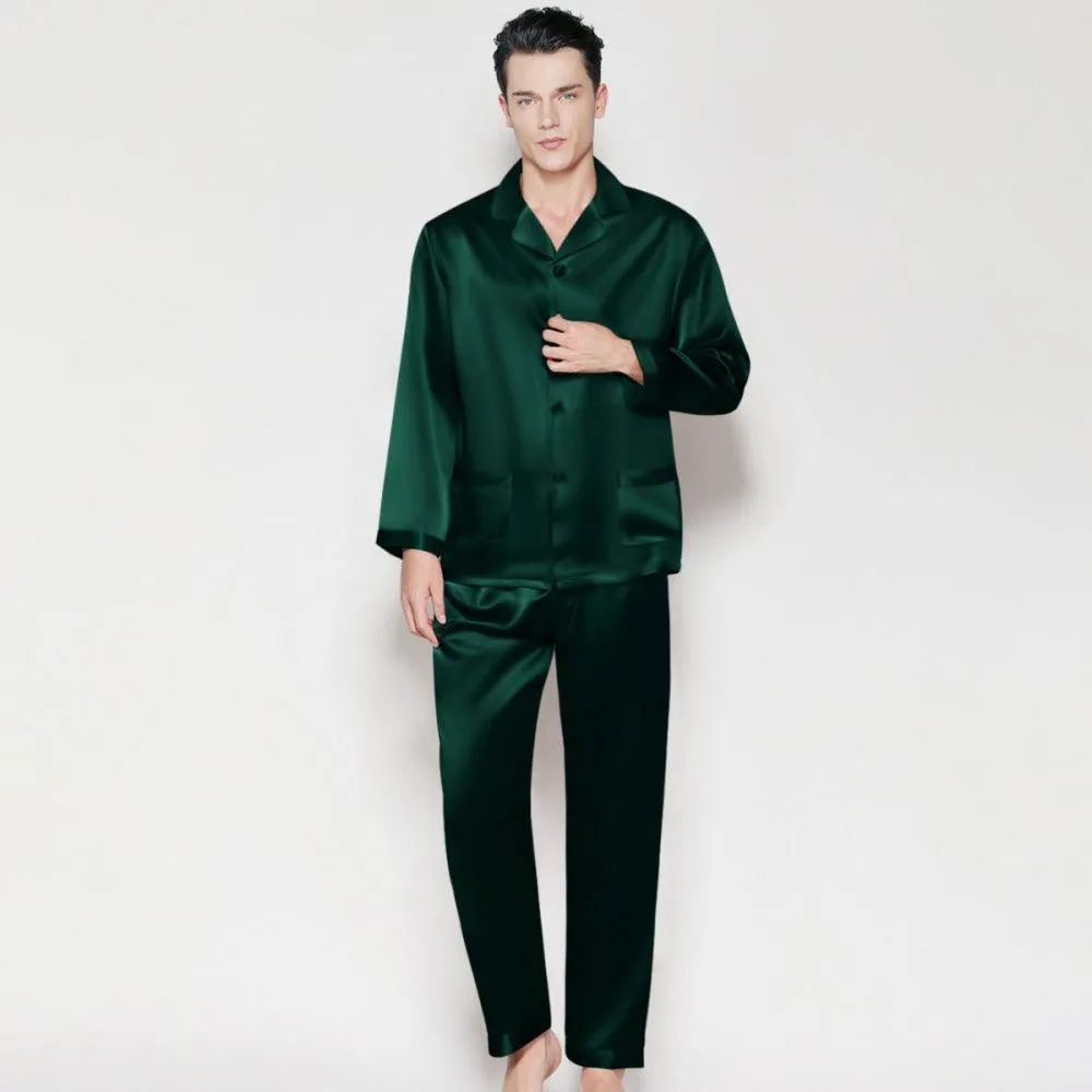 Silk Pajama Set for Men Classic 100% Mulberry Luxury Men Silk Nightwear