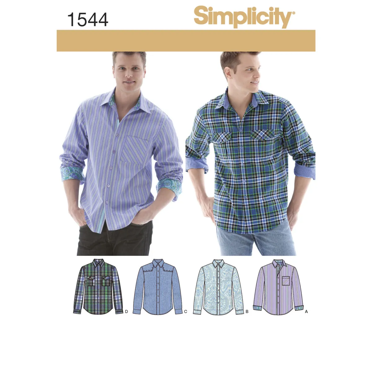 Simplicity Sewing Pattern 1544 Men’s Shirt with Fabric Variations