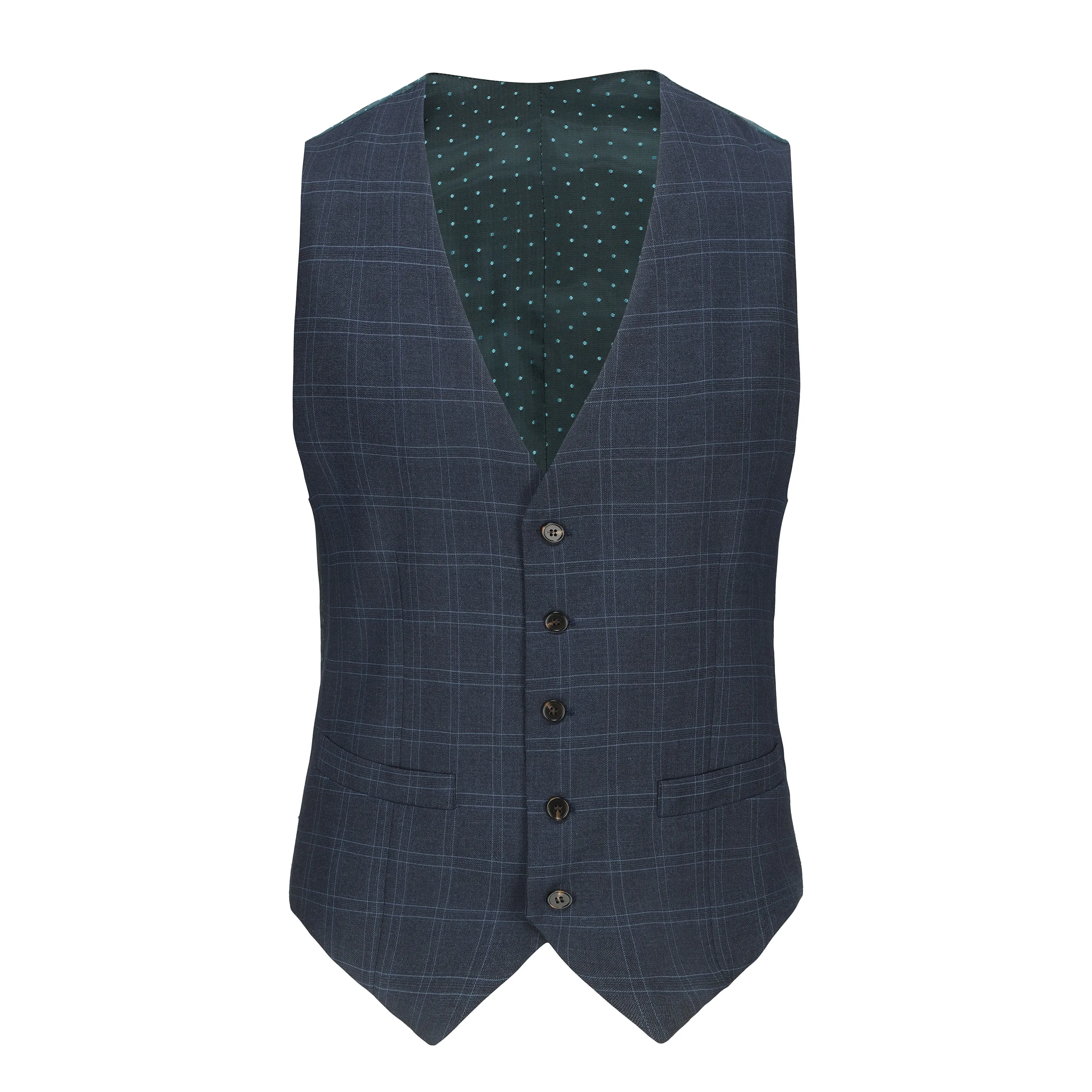 Slim Fit 3PC Tailored Blue Check Suit