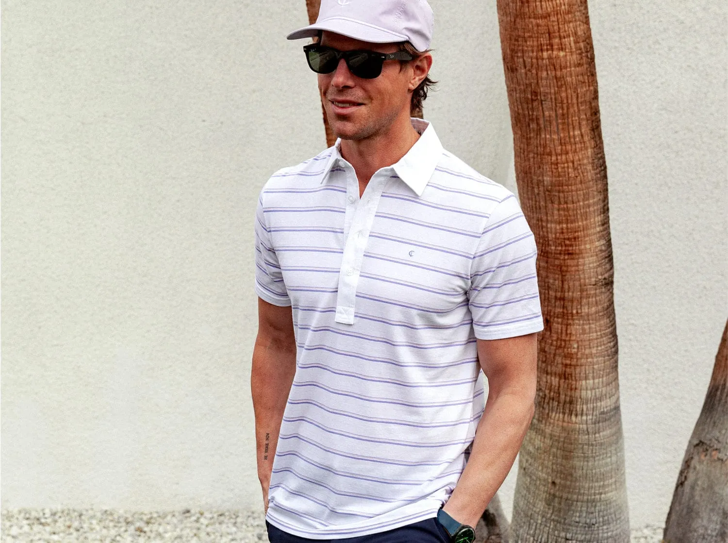 Slim Fit Top-Shelf Range Polo - Newton Stripe - White