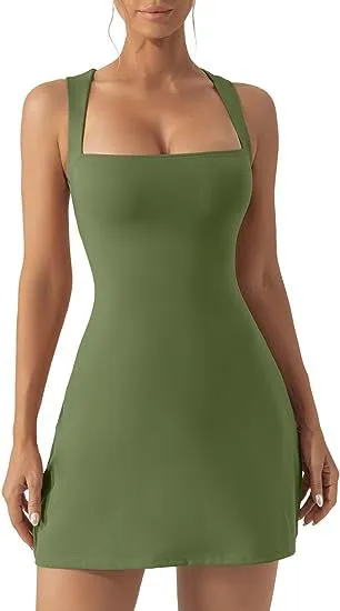 Solid Color Shoulder Strap Tight Dress