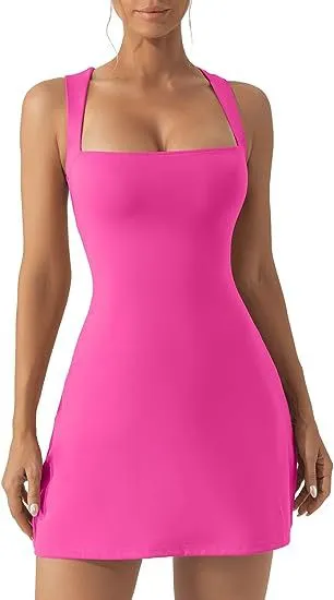 Solid Color Shoulder Strap Tight Dress