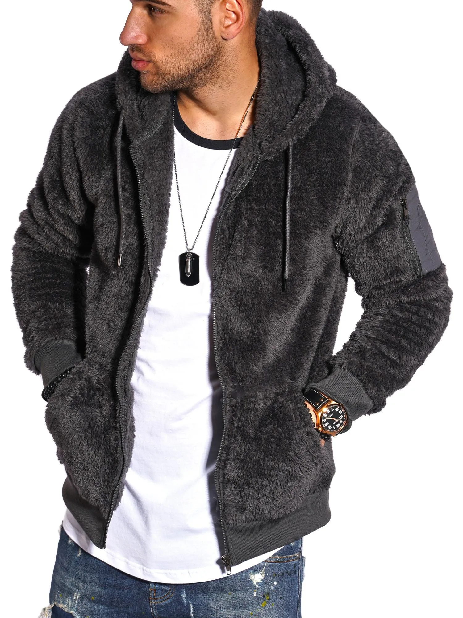 Teddy Fleecejacke Dunkelgrau 21043